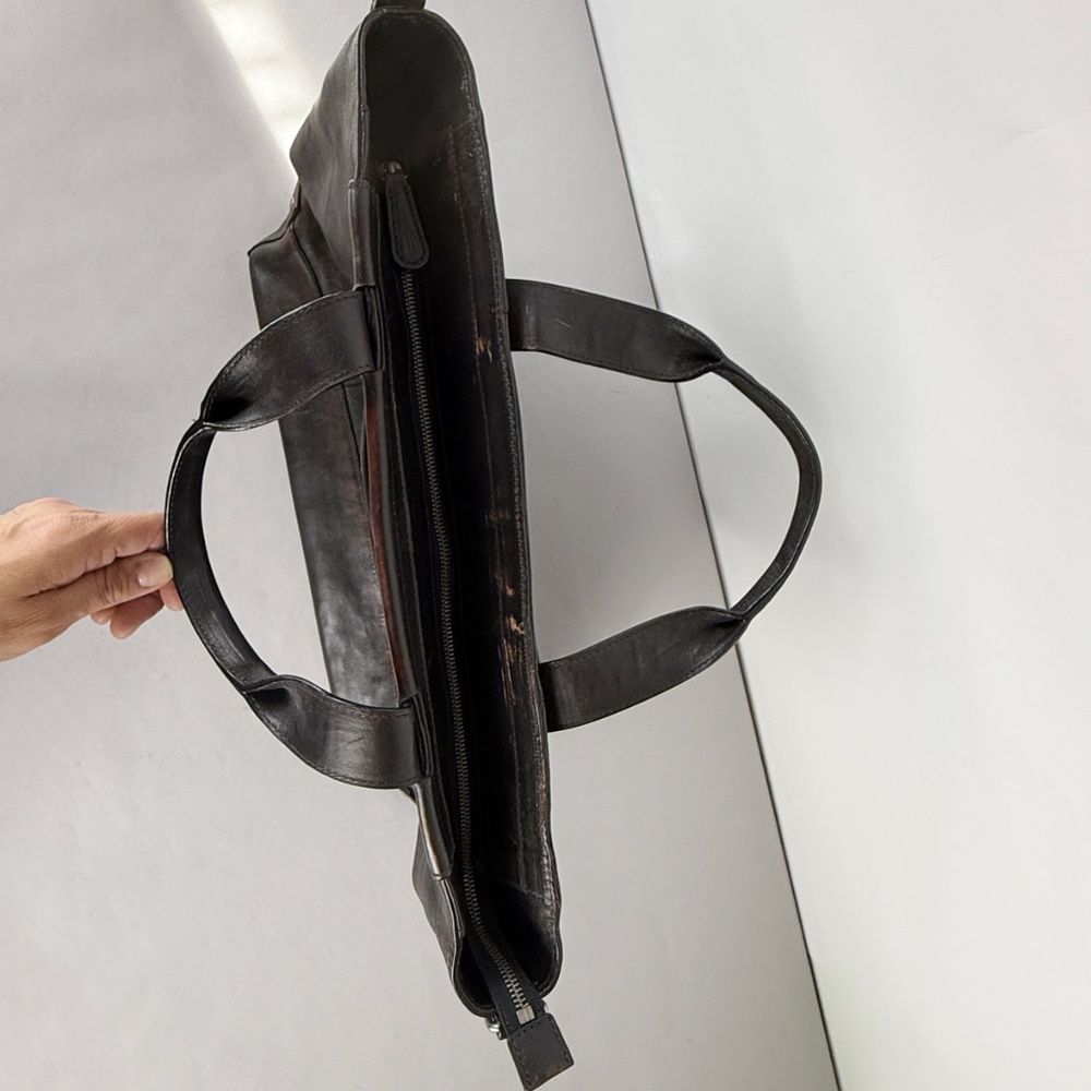 Frye Distressed Dark Brown Leather Tote / Crossbody Bag - Picture 10 of 15